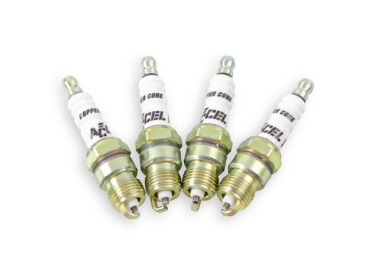ACCEL HP COPPER SPARK PLUG - SHORTY / 14mm Thread - .460 In Reach - Tapered Seat - 2 Pack Of 0576S-4 (8 Spark Plugs)