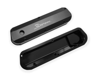 SNIPER VALVE COVER - FABRICATED ALUMINUM - FORD SMALL BLOCK - LONG BOLT - BLACK