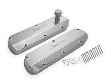 SNIPER VALVE COVER - FABRICATED ALUMINUM - FORD SMALL BLOCK - TALL - TAPERED EDGE - NATURAL ANODIZED