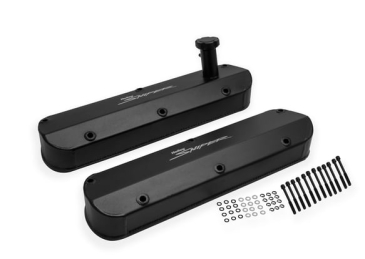 SNIPER VALVE COVER - FABRICATED ALUMINUM - FORD SMALL BLOCK - TALL - TAPERED EDGE - BLACK