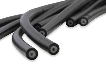 SPARK PLUG WIRE SET - UNIVERSAL - 135 DEG WHITE CERAMIC BOOTS / ACCEL 9002C, Spark Plug Wires, Pro Fit Ceramic, Spiral Core, 8mm, Black, Set