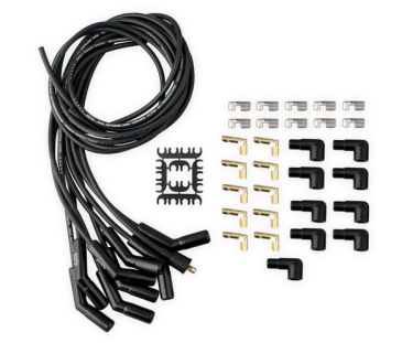 SPARK PLUG WIRE SET - UNIVERSAL - 135 DEG BLACK CERAMIC BOOTS / ACCEL 9002CK, Spark Plug Wires, Pro Fit Ceramic, Spiral Core, 8mm, Black, Set