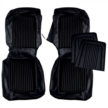 1968 FORD MUSTANG STANDARD/DELUXE UPHOLSTERY TWO FRONT BUCKETS ONLY - (BLACK) *DISTINCTIVE INDUSTRIES