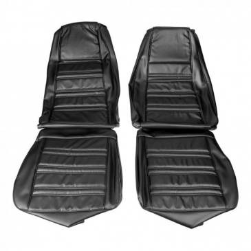 1970 FORD MUSTANG STANDARD FRONT BUCKETS UPHOLSTERY ONLY - (BLACK) DISTINCTIVE INDUSTRIES