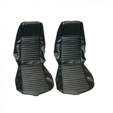 1969 FORD MUSTANG MACH 1 TWO FRONT BUCKET SEATS UPHOLSTERY ONLY - FASTBACK (BLACK/BLACK) DISTINCTIVE INDUSTRIES