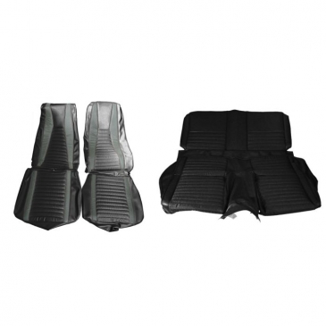 1971-73 FORD MUSTANG MACH 1 COMPLETE UPHOLSTERY SET - FASTBACK (BLACK/GREY) DISTINCTIVE INDUSTRIES