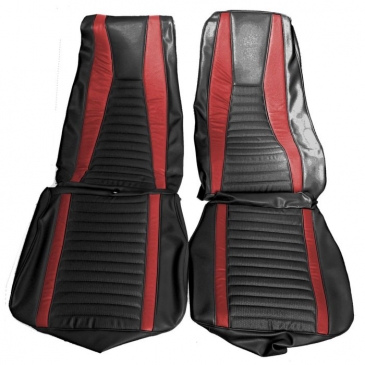 1971-73 FORD MUSTANG MACH 1 COMPLETE UPHOLSTERY SET - FASTBACK (BLACK/VERMILION) DISTINCTIVE INDUSTRIES