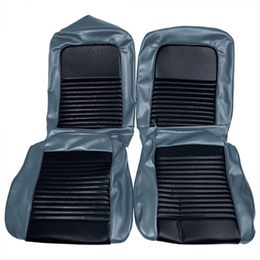 1967 FORD MUSTANG TWO FRONT STANDARD/DELUXE UPHOLSTERY BUCKETS ONLY - (BLUE) *DISTINCTIVE INDUSTRIES