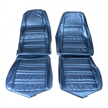 1970 FORD MUSTANG STANDARD FRONT BUCKETS UPHOLSTERY ONLY - (BLUE) DISTINCTIVE INDUSTRIES