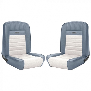 1965-66 FORD MUSTANG PONY COMPLETE UPHOLSTERY SET - CONVERTIBLE (BLUE/WHITE)
