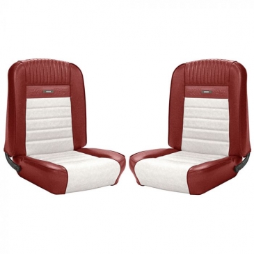1966 FORD MUSTANG PONY COMPLETE UPHOLSTERY SET - CONVERTIBLE (DARK RED/WHITE)