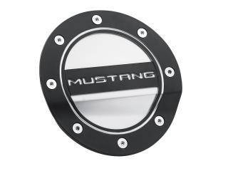 2015-22 FORD MUSTANG FUEL DOOR COMP SERIES MATTE BLACK AND MUSTANG LOGO
