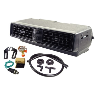 FORD MUSTANG OLD AIR PRODUCT INSIDE PACKAGE, UNDERDASH A/C & HEATER UNIT, BLACK FACE W/ RECTANGULAR LOUVERS (CABLE HEATER VALVE)