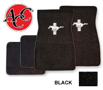 1965-73 FORD MUSTANG RUNNING PONY LOGO MATS - MEDIUM BLUE