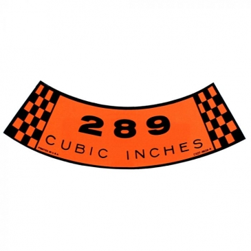 1967-68 FORD MUSTANG AIR CLEANER DECAL BLACK & ORANGE (289-2V)