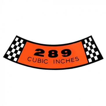 1964-66 FORD MUSTANG AIR CLEANER DECAL WHITE & ORANGE (289)