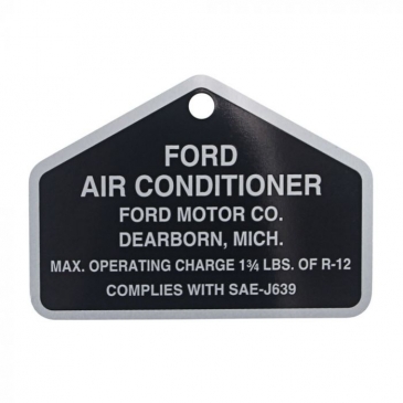 1965-69 FORD MUSTANG AIR CONDITONER COMPRESSOR METAL TAG