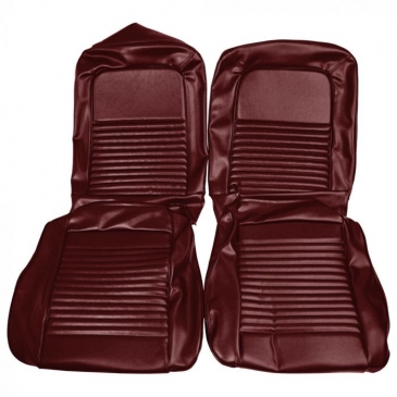 1967 FORD MUSTANG TWO FRONT STANDARD/DELUXE UPHOLSTERY BUCKETS ONLY - (RED) *DISTINCTIVE INDUSTRIES