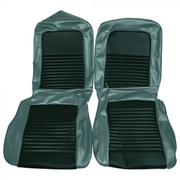 1967 FORD MUSTANG TWO FRONT STANDARD/DELUXE UPHOLSTERY BUCKETS ONLY - (TURQUOISE) *DISTINCTIVE INDUSTRIES