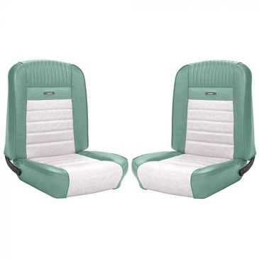 1965-66 FORD MUSTANG PONY COMPLETE UPHOLSTERY SET - CONVERTIBLE (TURQUOISE/WHITE)