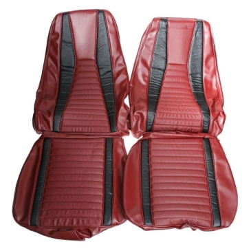 1971-73 FORD MUSTANG MACH 1 COMPLETE UPHOLSTERY SET - FASTBACK (VERMILION/BLACK) DISTINCTIVE INDUSTRIES