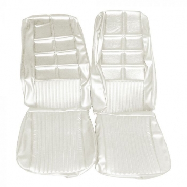 1970 FORD MUSTANG DELUXE TWO FRONT BUCKET SEATS UPHOLSTERY ONLY - (WHITE) DISTINCTIVE INDUSTRIES