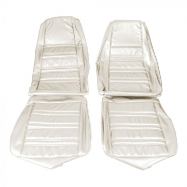 1970 FORD MUSTANG STANDARD FRONT BUCKETS UPHOLSTERY ONLY - (WHITE) DISTINCTIVE INDUSTRIES