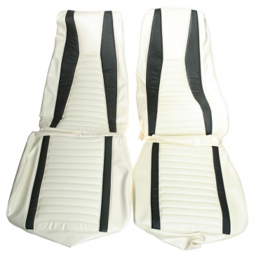 1971-73 FORD MUSTANG MACH 1 FRONT BUCKET SEATS UPHOLSTERY ONLY - FASTBACK (BLACK/WHITE) DISTINCTIVE INDUSTRIES
