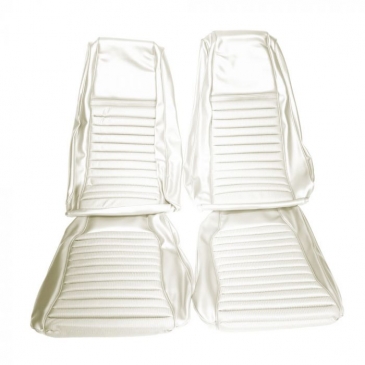1969 FORD MUSTANG MACH 1 TWO FRONT BUCKET SEATS UPHOLSTERY ONLY - FASTBACK (WHITE/WHITE) DISTINCTIVE INDUSTRIES