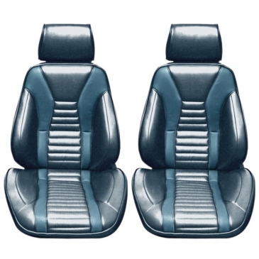 1971-73 FORD MUSTANG DISTINCTIVE INDUSTRIES MACH 1 PROCAR TOURING II SEATS - (PAIR) BLUE/BLUE