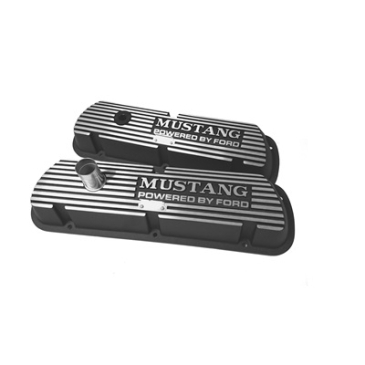 1964-73 Mustang SCOTT DRAKE VALVE COVERS MUSTANG POWERED BY FORD BLOCK LOGO BLACK