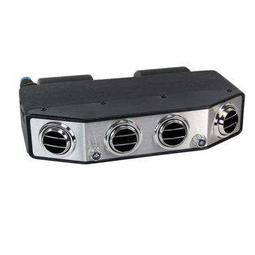 FORD MUSTANG OLD AIR PRODUCT INSIDE PACKAGE, UNDERDASH A/C & HEATER UNIT, BRUSHED ALUMINUM FACE W/ ROUND LOUVERS (CABLE HEATER VALVE)