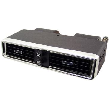 FORD MUSTANG OLD AIR PRODUCT INSIDE PACKAGE, UNDERDASH A/C & HEATER UNIT, CHROME FACE W/ RECTANGULAR LOUVERS (CABLE HEATER VALVE)