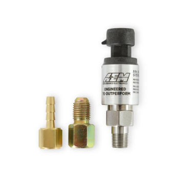 AEM STAINLESS STEEL PSIG SENSORS - 75 PSI /  1/8 in. NPT Male Thread w/ -4 and 3/16 NPT Adapters