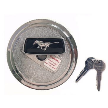1965-70 FORD MUSTANG LOCKING GAS CAP CHROME WITH RUNNING PONY