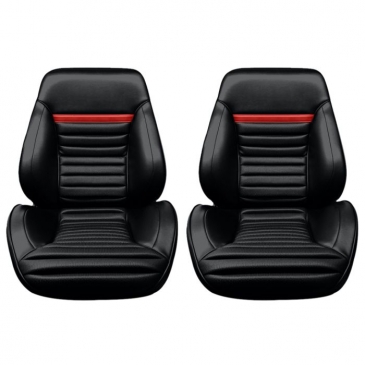 1969-70 FORD MUSTANG DISTINCTIVE INDUSTRIES MACH 1 PROCAR TOURING II SEATS - (PAIR) BLACK/RED