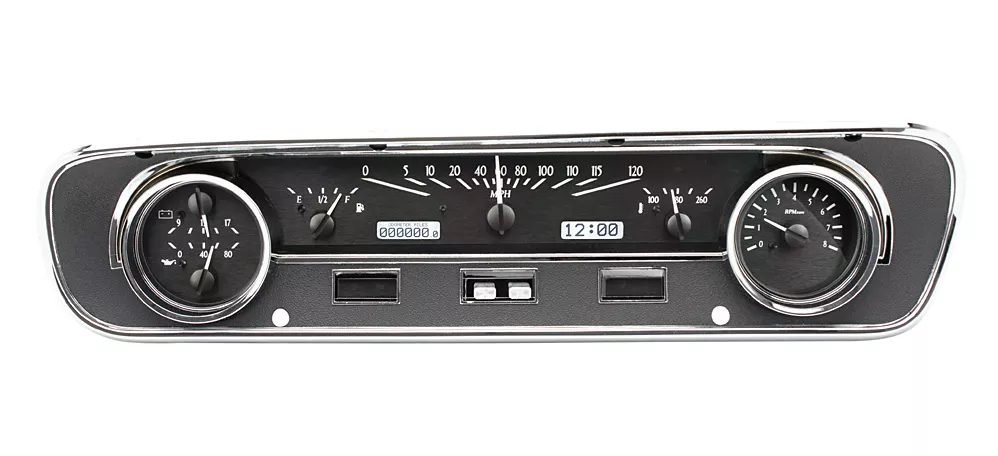 DAKOTA DIGITAL 1964- 65 Ford Falcon, Ranchero And Mustang VHX Instruments -  BLACK ALLOY FACE / WHITE LIGHTING