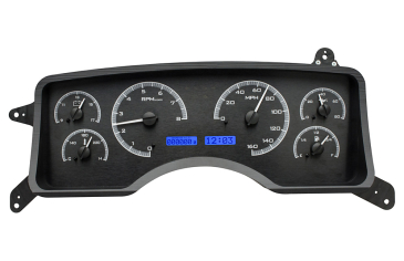 DAKOTA DIGITAL 1990- 93 Ford Mustang VHX Instruments - BLACK ALLOY FACE / BLUE LIGHTING