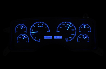 DAKOTA DIGITAL 1990- 93 Ford Mustang VHX Instruments - BLACK ALLOY FACE / BLUE LIGHTING