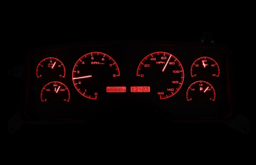 DAKOTA DIGITAL 1990- 93 FORD MUSTANG VHX INSTRUMENTS - BLACK ALLOY FACE / RED LIGHTING