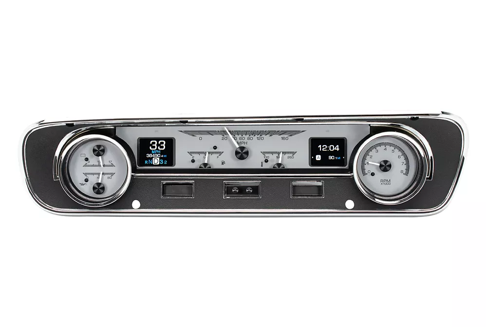 DAKOTA DIGITAL 1964- 65 Ford Falcon, Ranchero And Mustang HDX Instruments - SILVER ALLOY