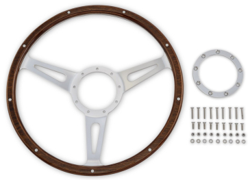 SCOTT DRAKE STEERING WHEEL CORSO FEROCE SHELBY STYLE WOOD AND ALUMINUM 15"