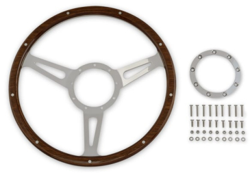 SCOTT DRAKE STEERING WHEEL CORSO FEROCE SHELBY STYLE WOOD AND ALUMINUM 14"