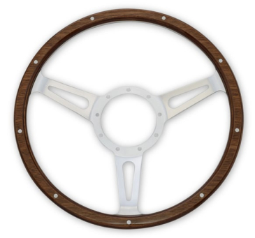 SCOTT DRAKE STEERING WHEEL CORSO FEROCE SHELBY STYLE WOOD AND ALUMINUM 14"