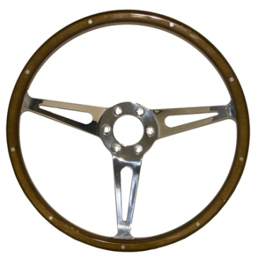1965-73 FORD MUSTANG GT350 STYLE GENUINE WOOD & ALUMINUM 14" 6 HOLE STEERING WHEEL