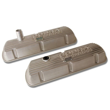 SCOTT DRAKE COBRA POLISHED OPEN LETTERS VALVE COVERS