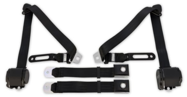 SCOTT DRAKE 3 POINT RETRACTABLE SEAT BELTS WITH VINTAGE PUSH BUTTON