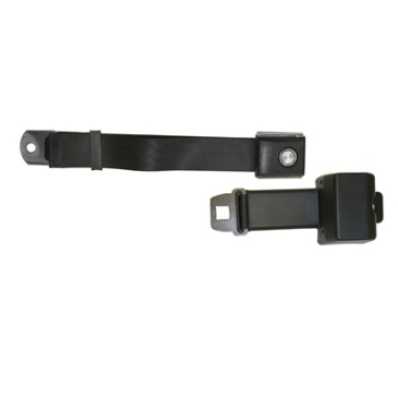 SCOTT DRAKE BLACK RETRACTABLE SEAT BELT WITH STARBURST PUSHBUTTON BUCKLE