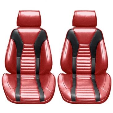 1971-73 FORD MUSTANG DISTINCTIVE INDUSTRIES MACH 1 PROCAR TOURING II SEATS - (PAIR) VERMILLION/BLACK
