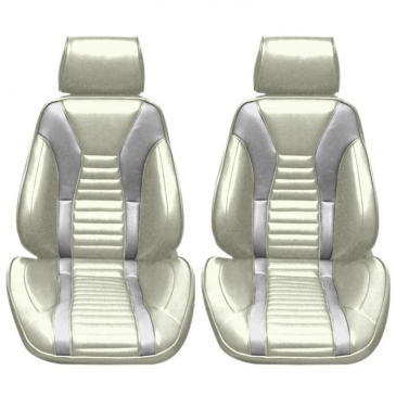 1971-73 FORD MUSTANG DISTINCTIVE INDUSTRIES MACH 1 PROCAR TOURING II SEATS - (PAIR) WHITE/SILVER